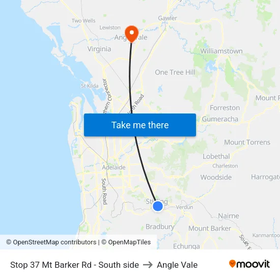 Stop 37 Mt Barker Rd - South side to Angle Vale map