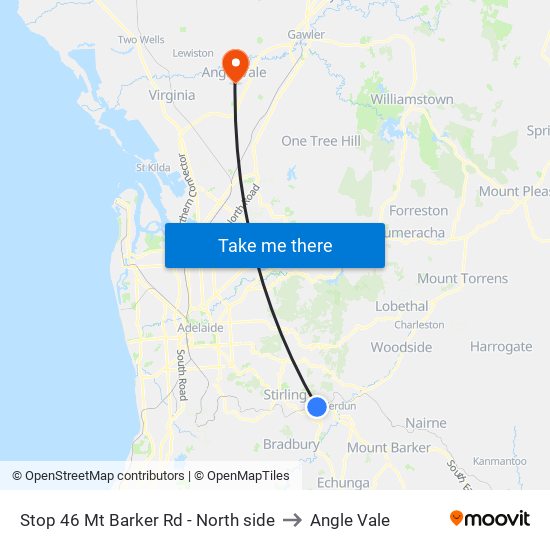 Stop 46 Mt Barker Rd - North side to Angle Vale map