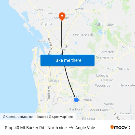 Stop 40 Mt Barker Rd - North side to Angle Vale map
