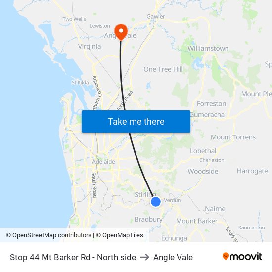 Stop 44 Mt Barker Rd - North side to Angle Vale map