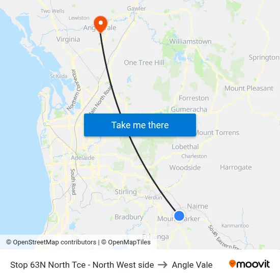 Stop 63N North Tce - North West side to Angle Vale map