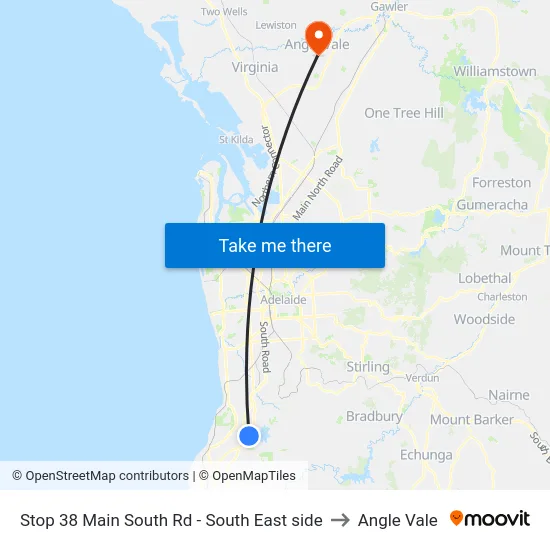 Stop 38 Main South Rd - South East side to Angle Vale map