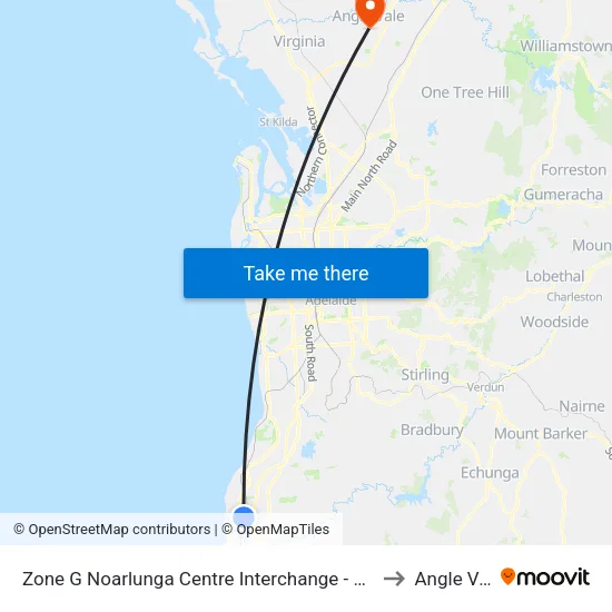 Zone G Noarlunga Centre Interchange - East side to Angle Vale map
