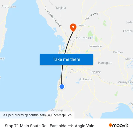 Stop 71 Main South Rd - East side to Angle Vale map