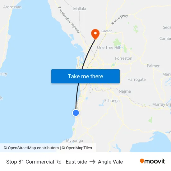 Stop 81 Commercial Rd - East side to Angle Vale map