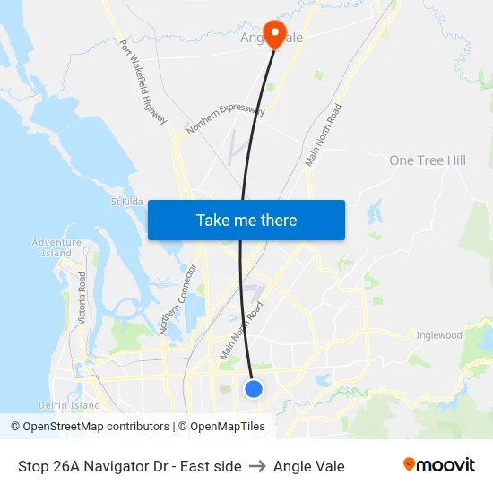 Stop 26A Navigator Dr - East side to Angle Vale map