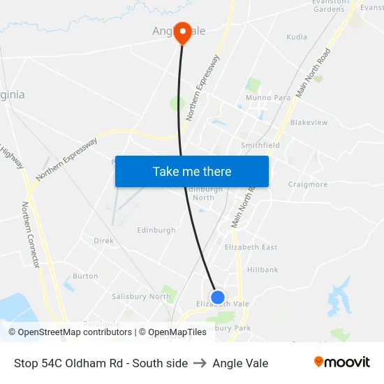 Stop 54C Oldham Rd - South side to Angle Vale map