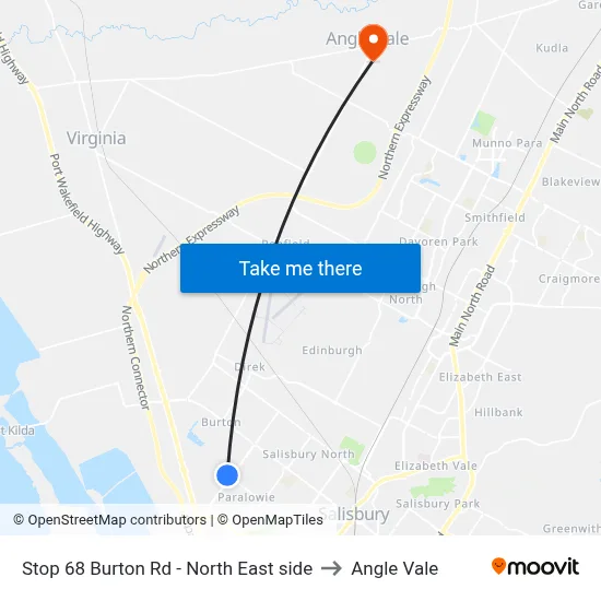 Stop 68 Burton Rd - North East side to Angle Vale map