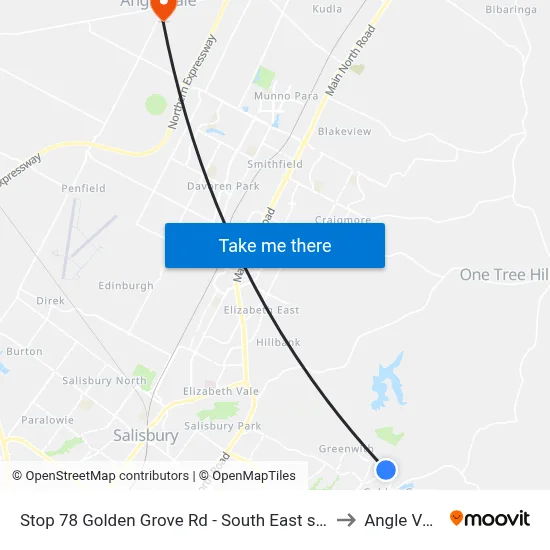 Stop 78 Golden Grove Rd - South East side to Angle Vale map