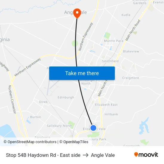 Stop 54B Haydown Rd - East side to Angle Vale map