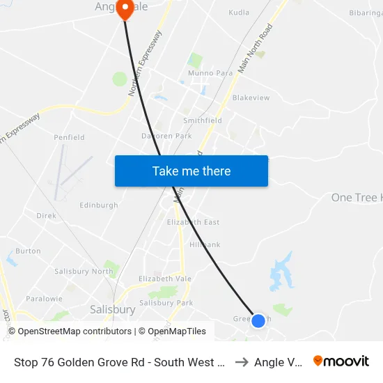 Stop 76 Golden Grove Rd - South West side to Angle Vale map