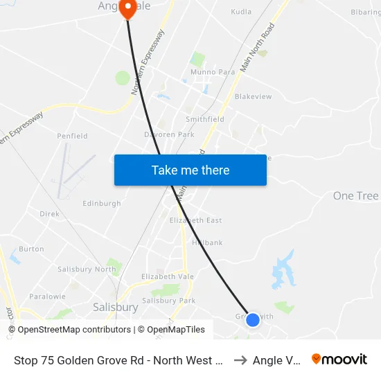 Stop 75 Golden Grove Rd - North West side to Angle Vale map
