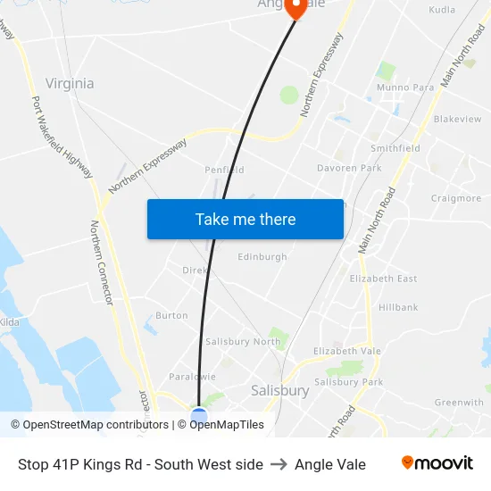 Stop 41P Kings Rd - South West side to Angle Vale map
