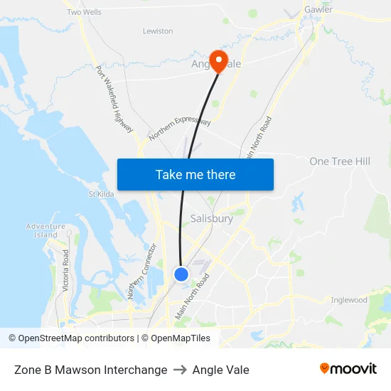 Zone B Mawson Interchange to Angle Vale map