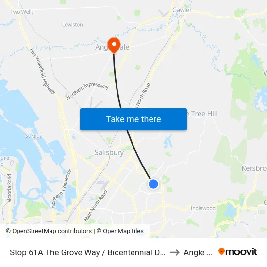 Stop 61A The Grove Way / Bicentennial Dr - North side to Angle Vale map