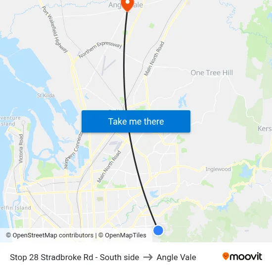 Stop 28 Stradbroke Rd - South side to Angle Vale map