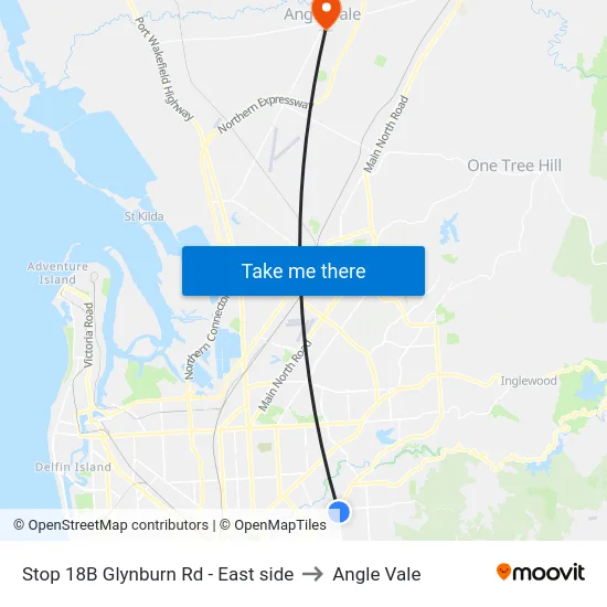 Stop 18B Glynburn Rd - East side to Angle Vale map