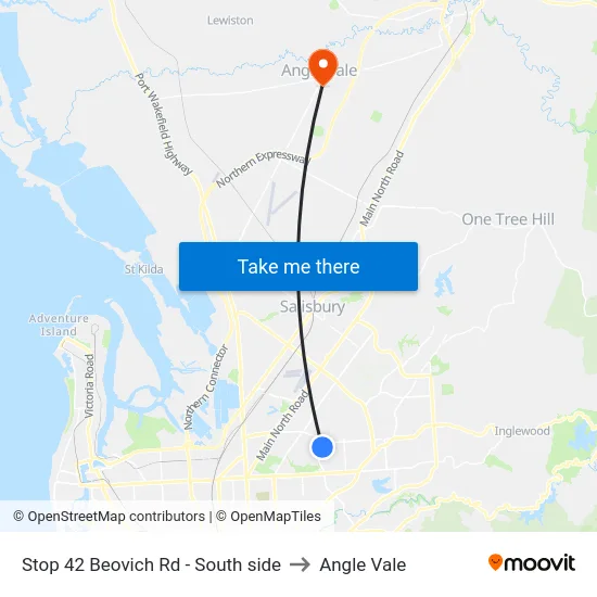 Stop 42 Beovich Rd - South side to Angle Vale map