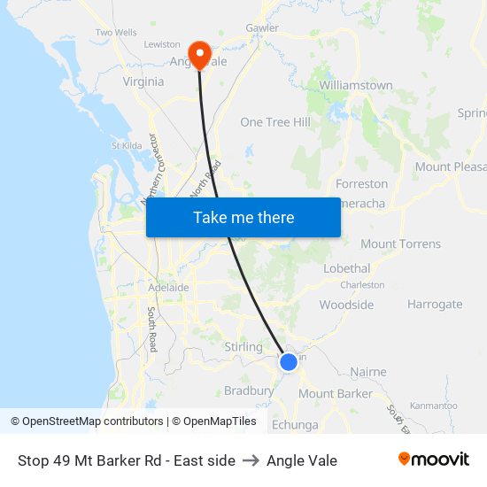 Stop 49 Mt Barker Rd - East side to Angle Vale map