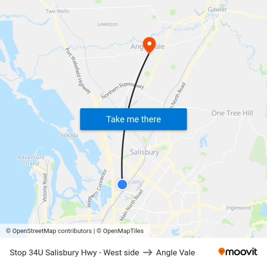 Stop 34U Salisbury Hwy - West side to Angle Vale map