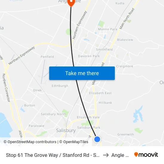 Stop 61 The Grove Way / Stanford Rd - South side to Angle Vale map