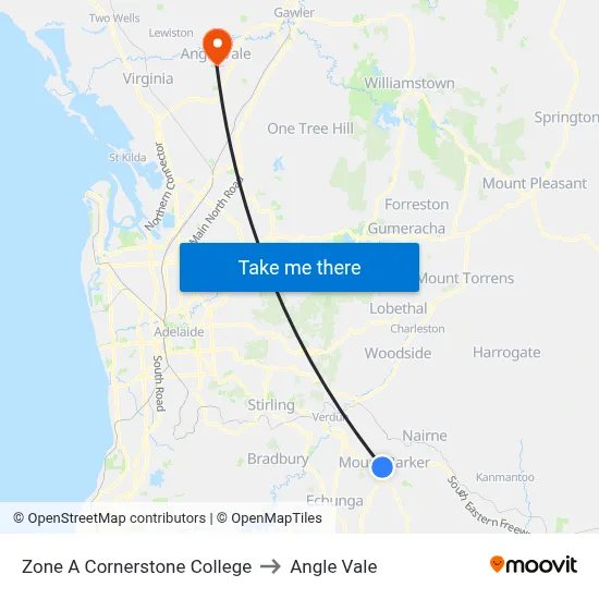 Zone A Cornerstone College to Angle Vale map