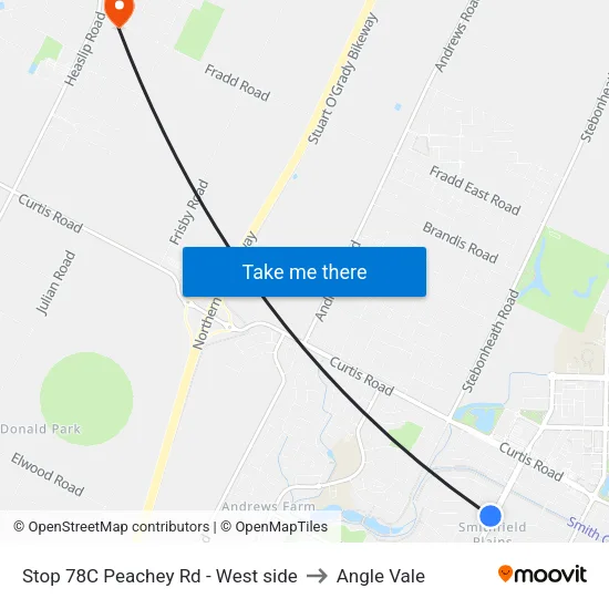 Stop 78C Peachey Rd - West side to Angle Vale map