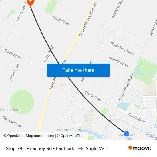 Stop 78C Peachey Rd - East side to Angle Vale map