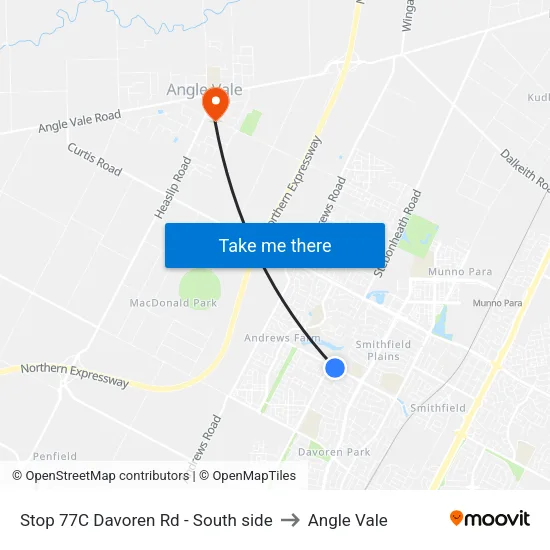 Stop 77C Davoren Rd - South side to Angle Vale map