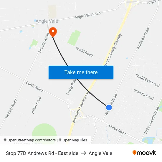 Stop 77D Andrews Rd - East side to Angle Vale map