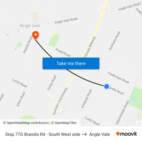 Stop 77G Brandis Rd - South West side to Angle Vale map