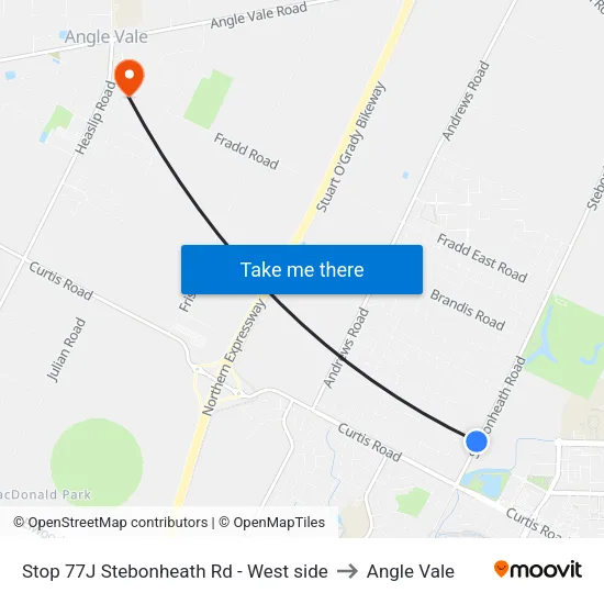 Stop 77J Stebonheath Rd - West side to Angle Vale map