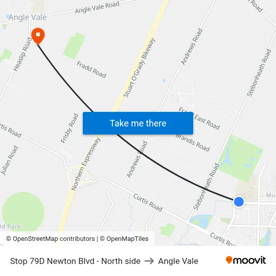 Stop 79D Newton Blvd - North side to Angle Vale map