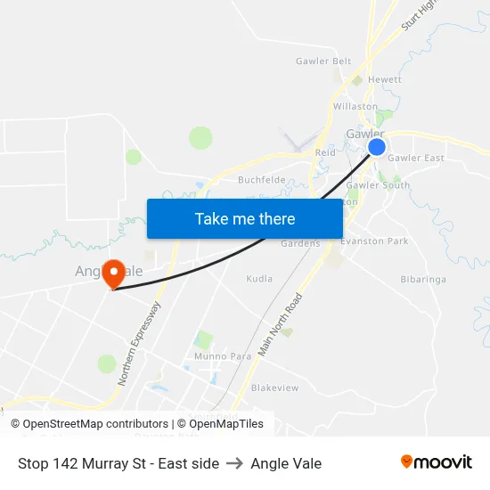 Stop 142 Murray St - East side to Angle Vale map