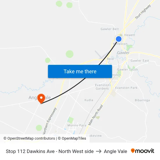 Stop 112 Dawkins Ave - North West side to Angle Vale map