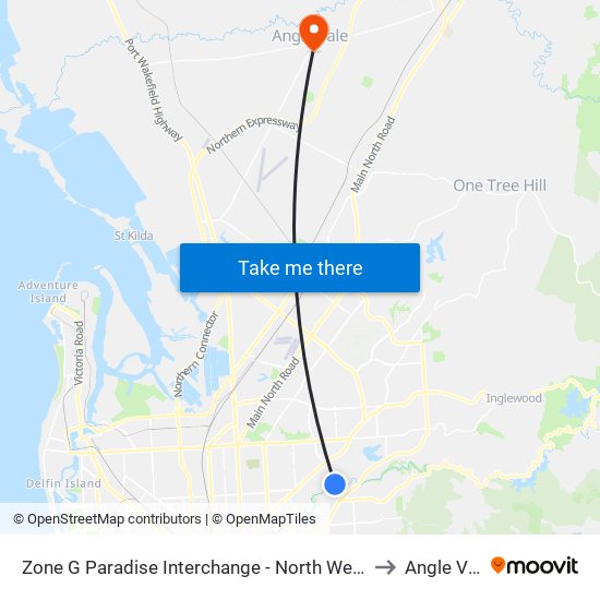 Zone G Paradise Interchange - North West side to Angle Vale map