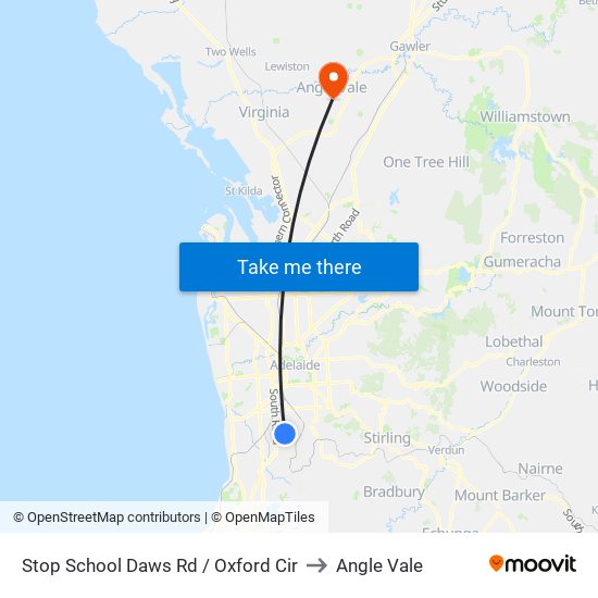 Stop School Daws Rd / Oxford Cir to Angle Vale map