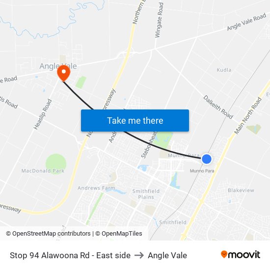 Stop 94 Alawoona Rd - East side to Angle Vale map