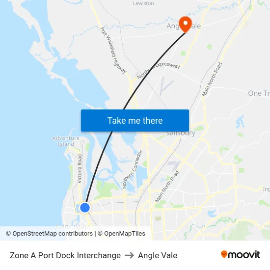 Zone A Port Dock Interchange to Angle Vale map