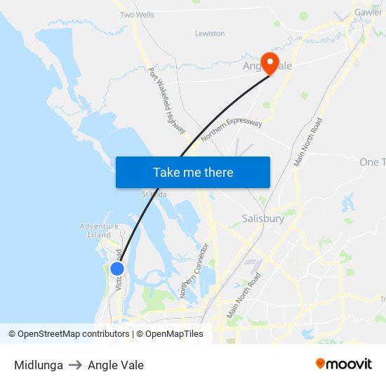 Midlunga to Angle Vale map