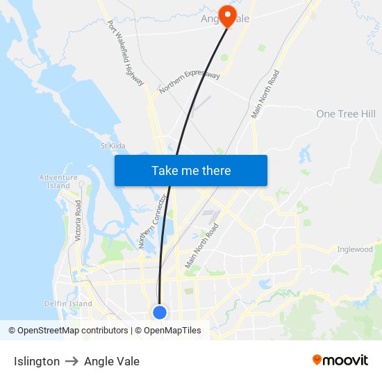 Islington to Angle Vale map