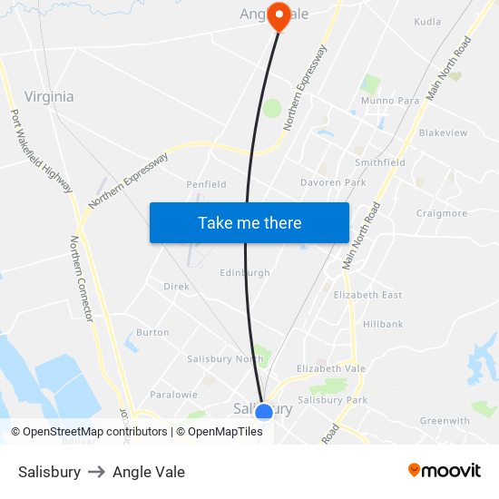 Salisbury to Angle Vale map