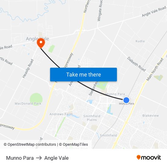Munno Para to Angle Vale map