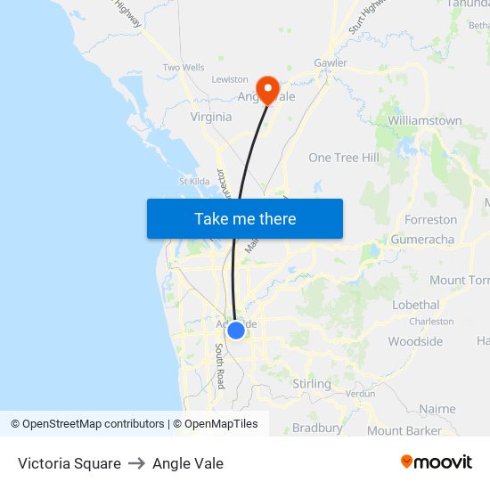 Victoria Square to Angle Vale map