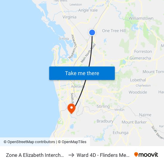 Zone A Elizabeth Interchange to Ward 4D - Flinders Medical map