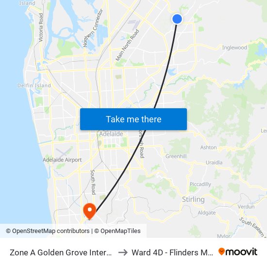 Zone A Golden Grove Interchange to Ward 4D - Flinders Medical map