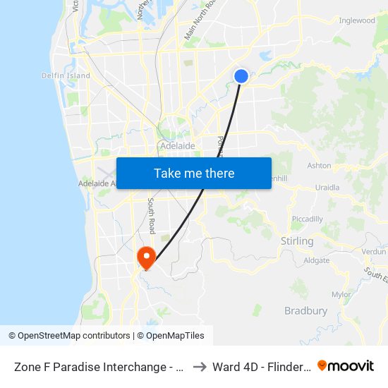 Zone F Paradise Interchange - North West side to Ward 4D - Flinders Medical map