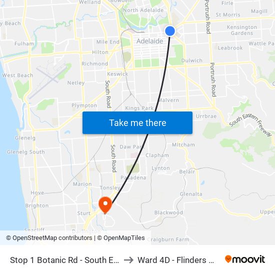 Stop 1 Botanic Rd - South East side to Ward 4D - Flinders Medical map