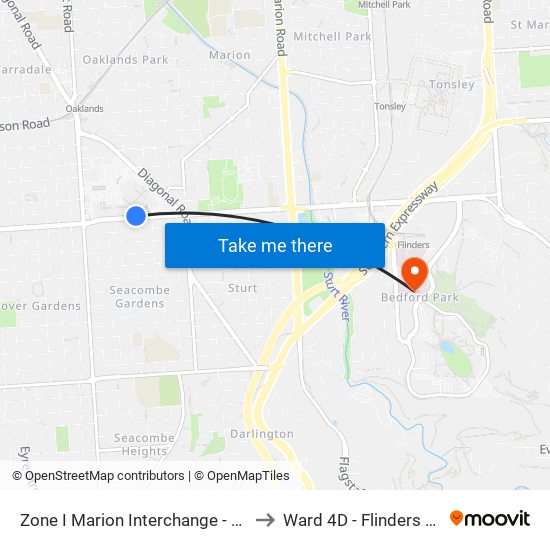 Zone I Marion Interchange - South side to Ward 4D - Flinders Medical map