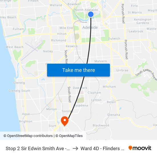 Stop 2 Sir Edwin Smith Ave - East side to Ward 4D - Flinders Medical map